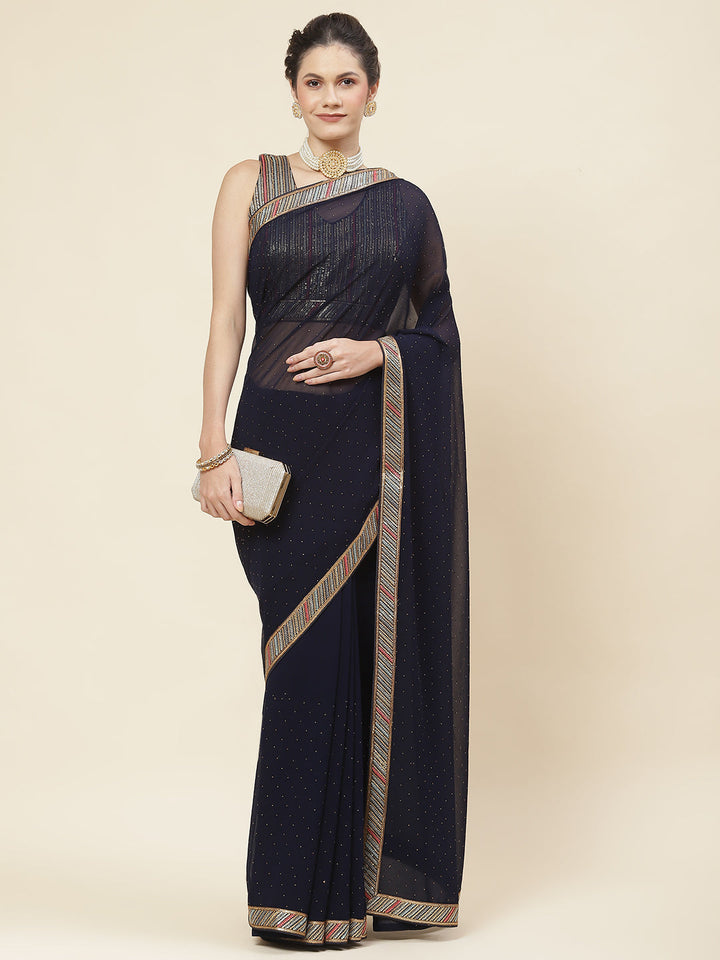 Stone Embroidered Georgette Saree