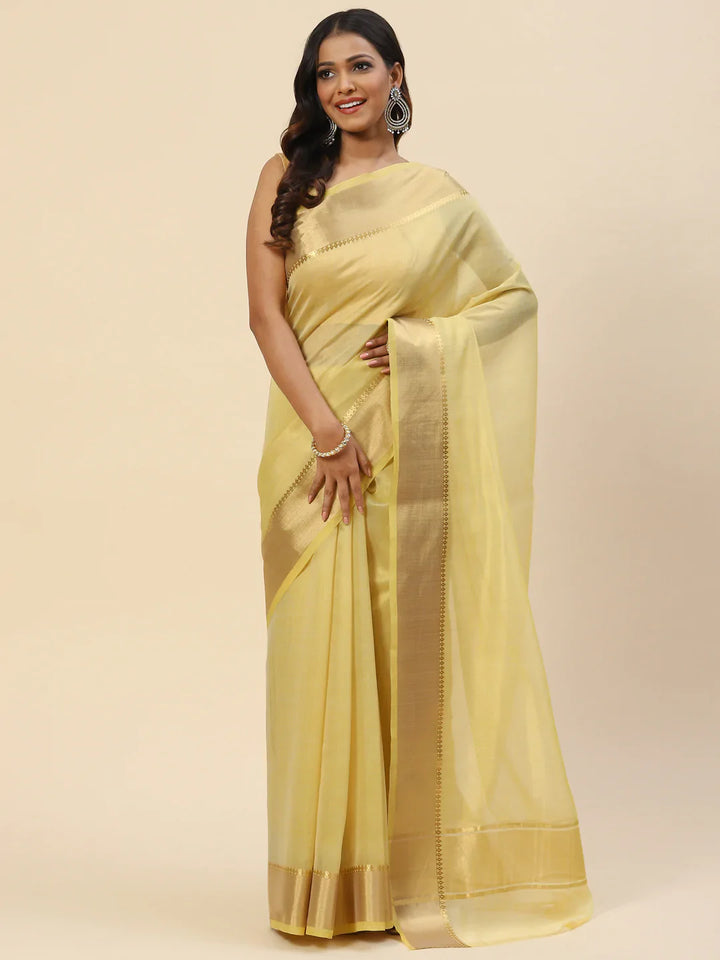 Plain Zari Border Handloom Woven Saree