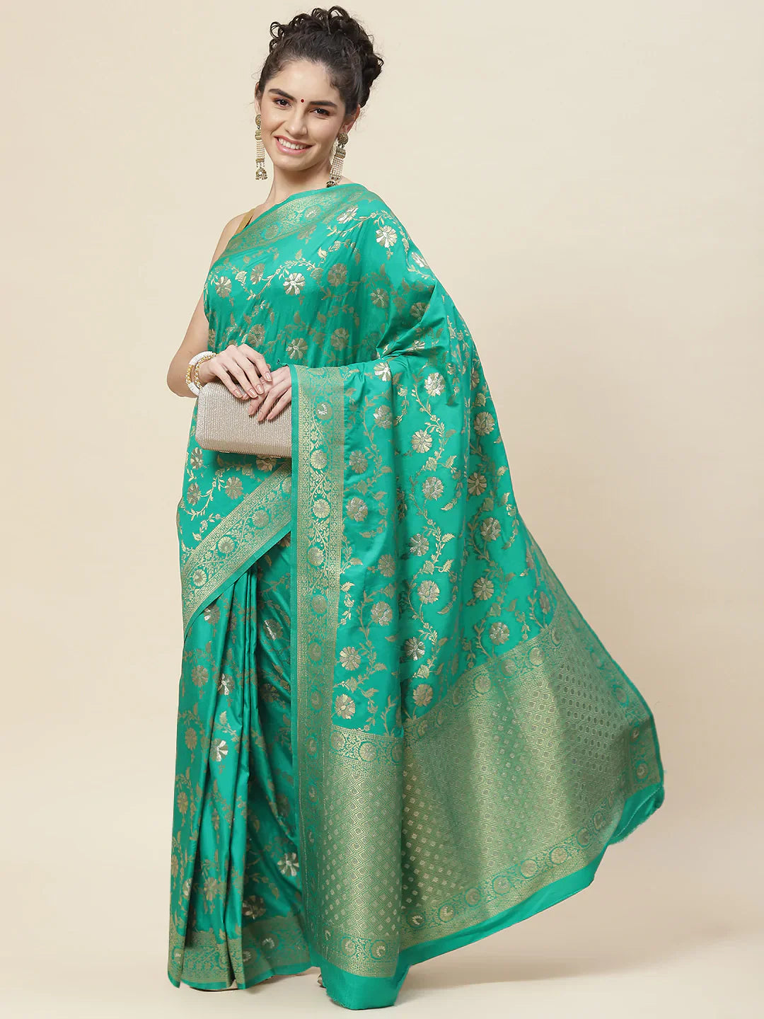 Floral Zari Border Handloom Woven Saree