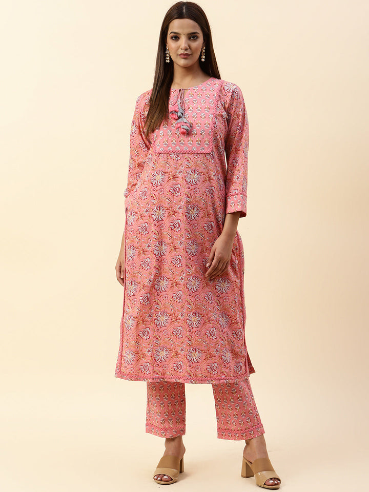 Printed Cotton Kurta With Pants