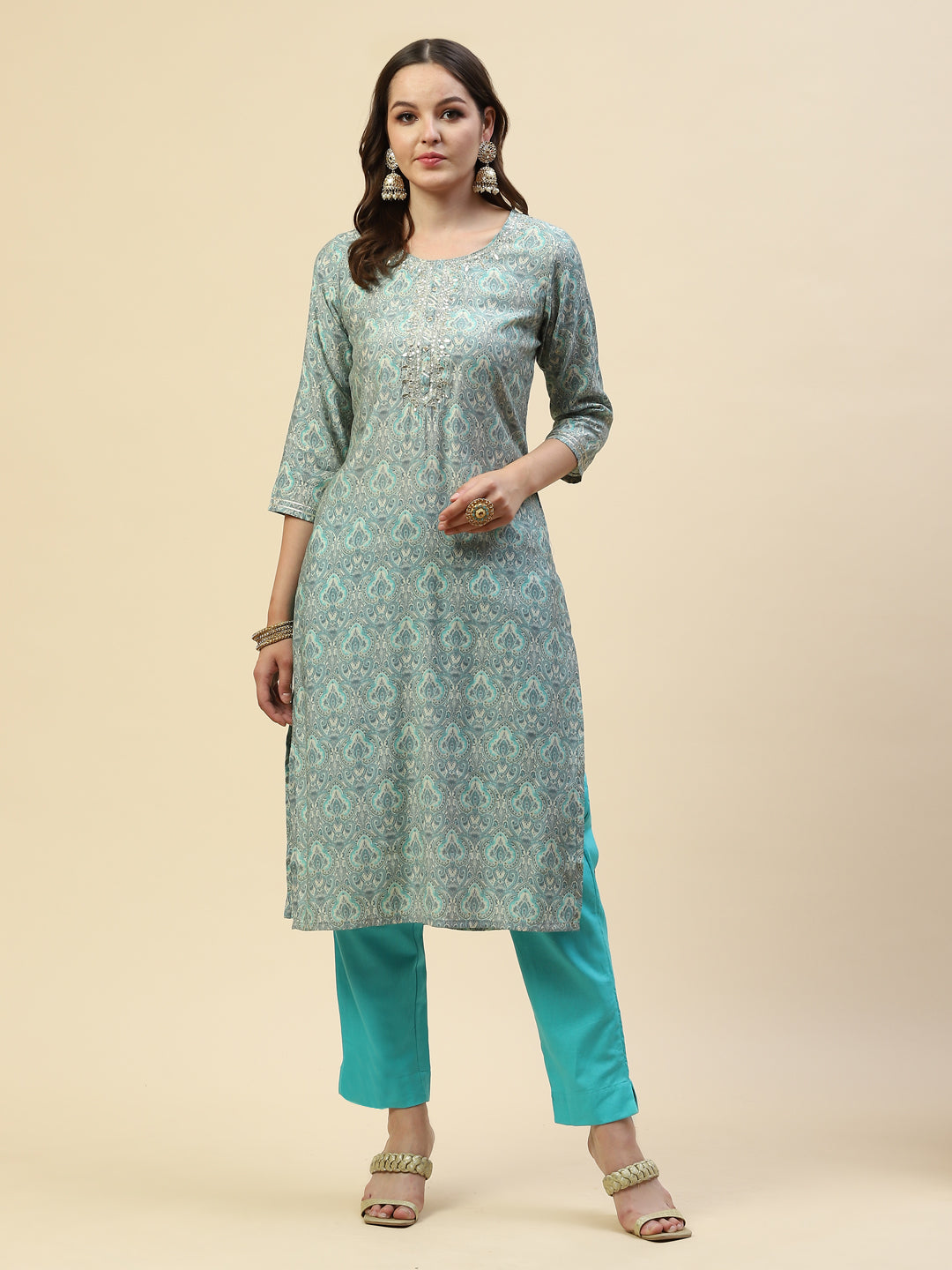 Gota Embroidered Muslin Kurta With Pants