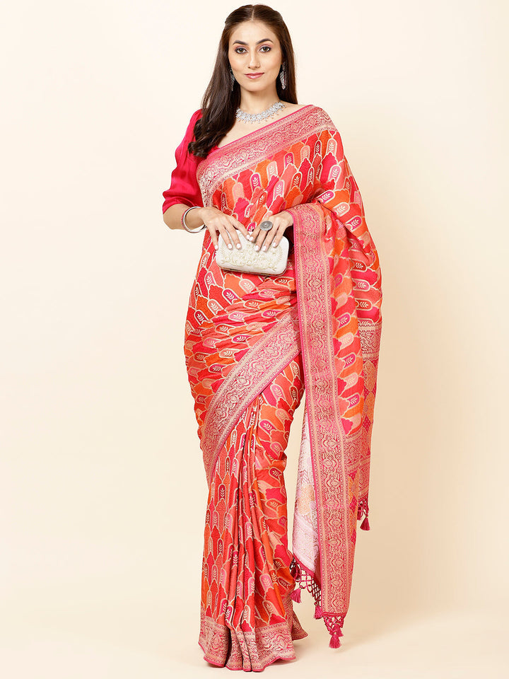 Zari Jaal Woven Satin Saree