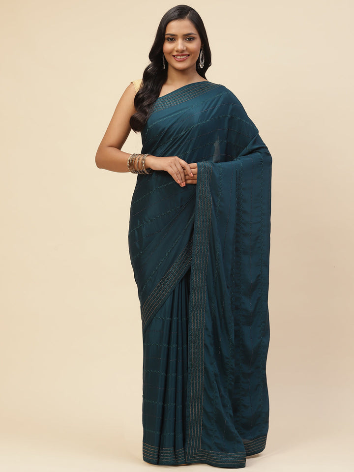 Swarovski Embroidered Crepe Saree