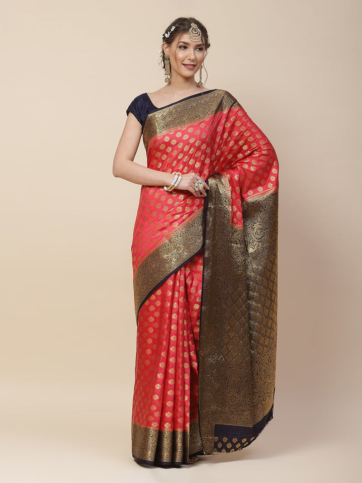 Zari Border Booti Art Handloom Woven Saree