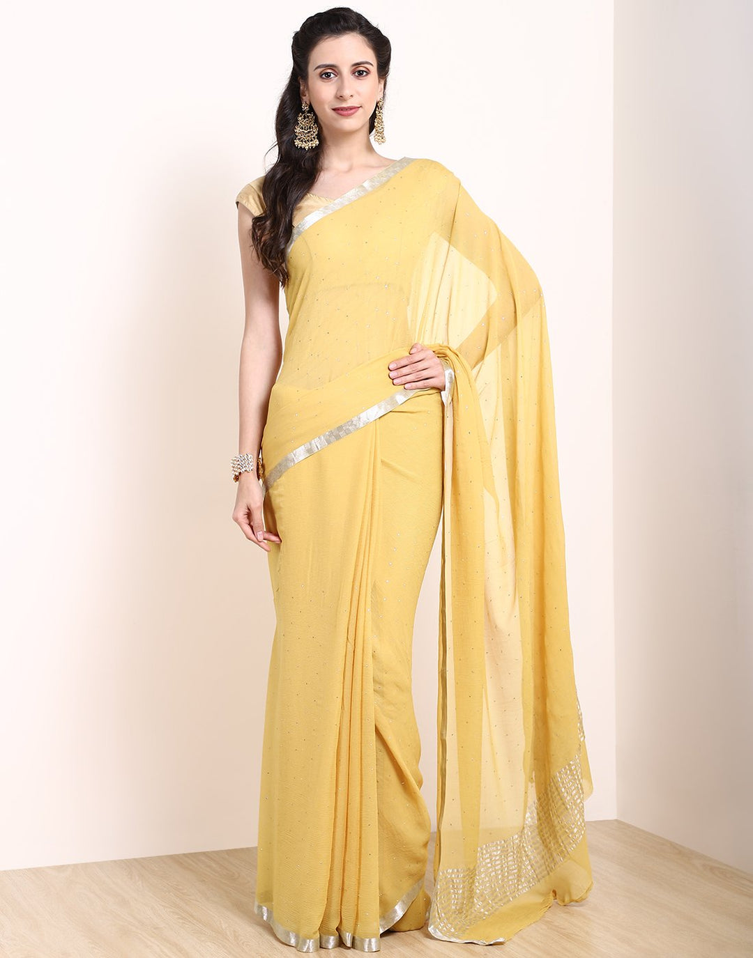 MBZ Meena Bazaar-Maroon Chiffon Saree