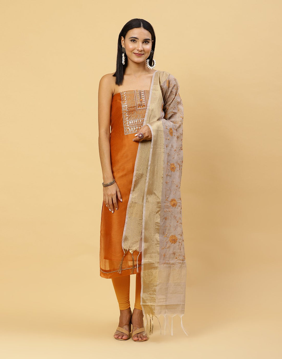Embroidered Chanderi Suit Piece