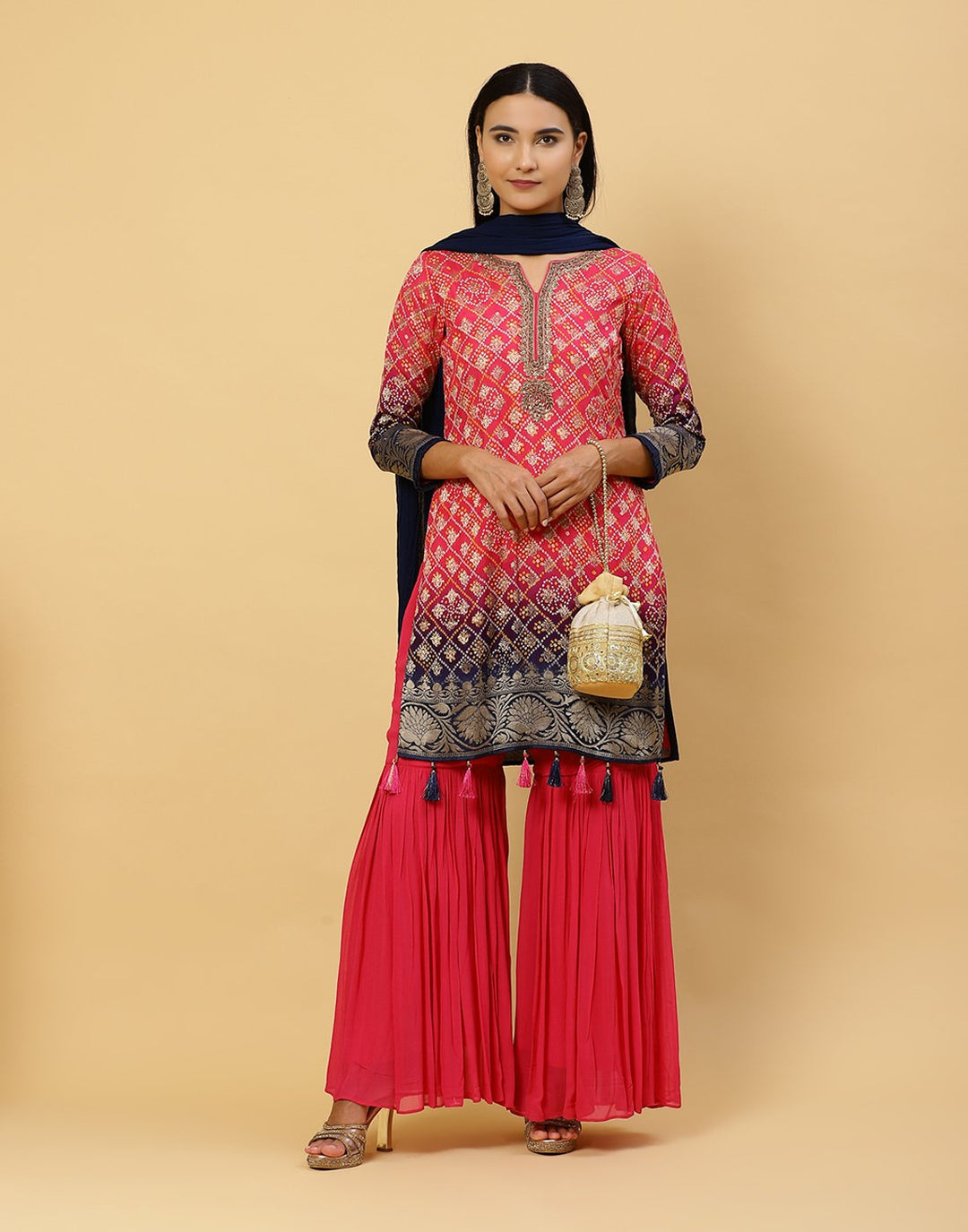 Printed Art Handloom Salwar Kameez Stitched Suit With Art Silk Dupatta