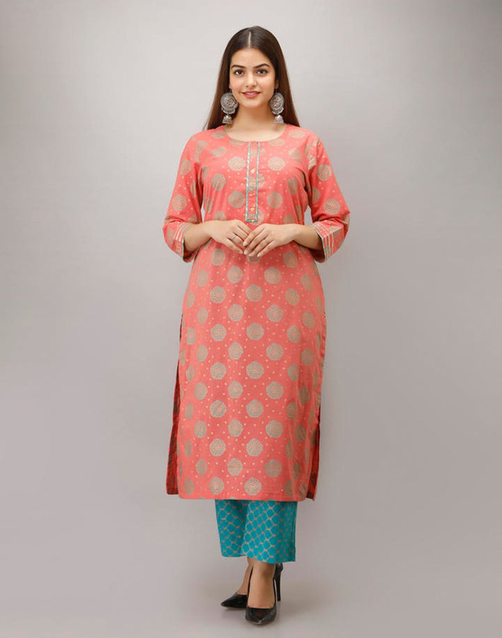Printed Cotton Kurti With Pant