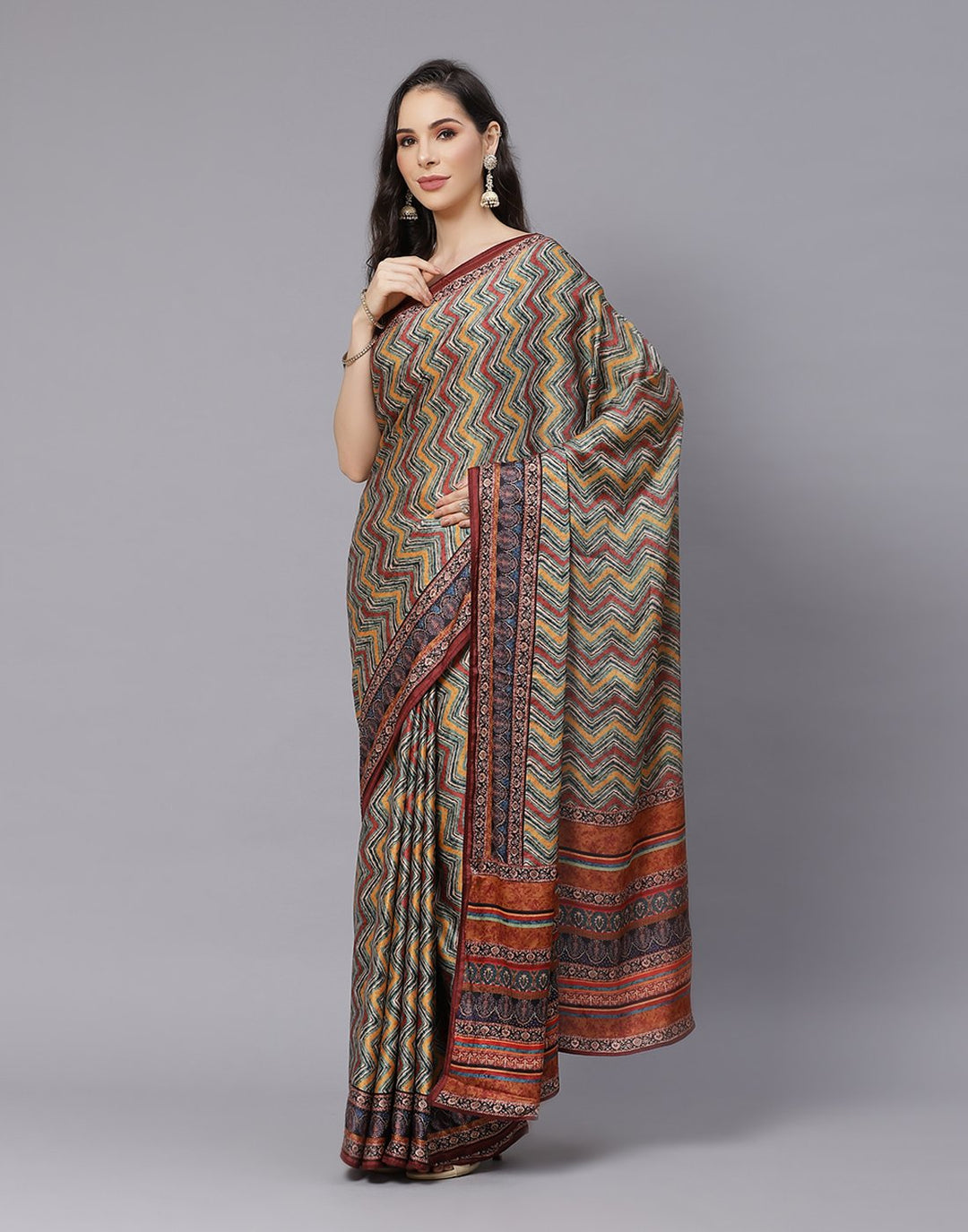 Digital Floral Satin Printed Saree