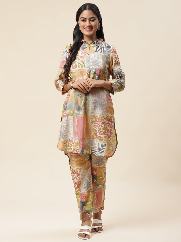 Printed Muslin Kurta With Pants