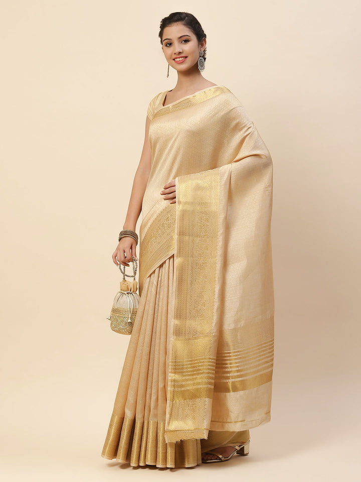 Plain Zari Border Art Handloom Woven Saree