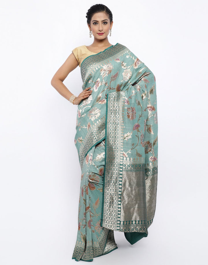 Grey Banarasi Woven Saree