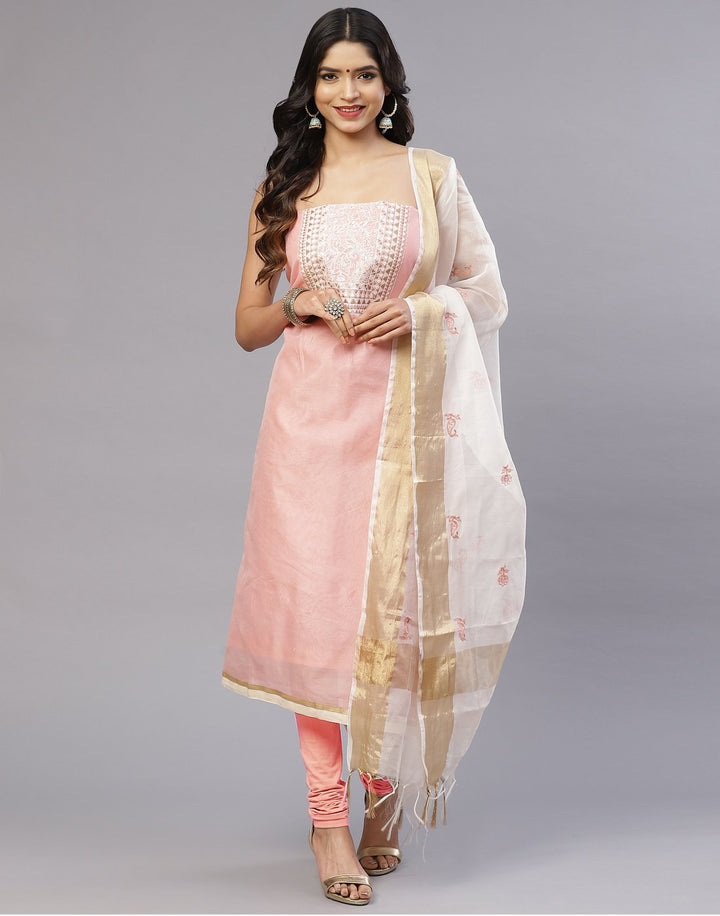 Chanderi Embroidered Suit Piece