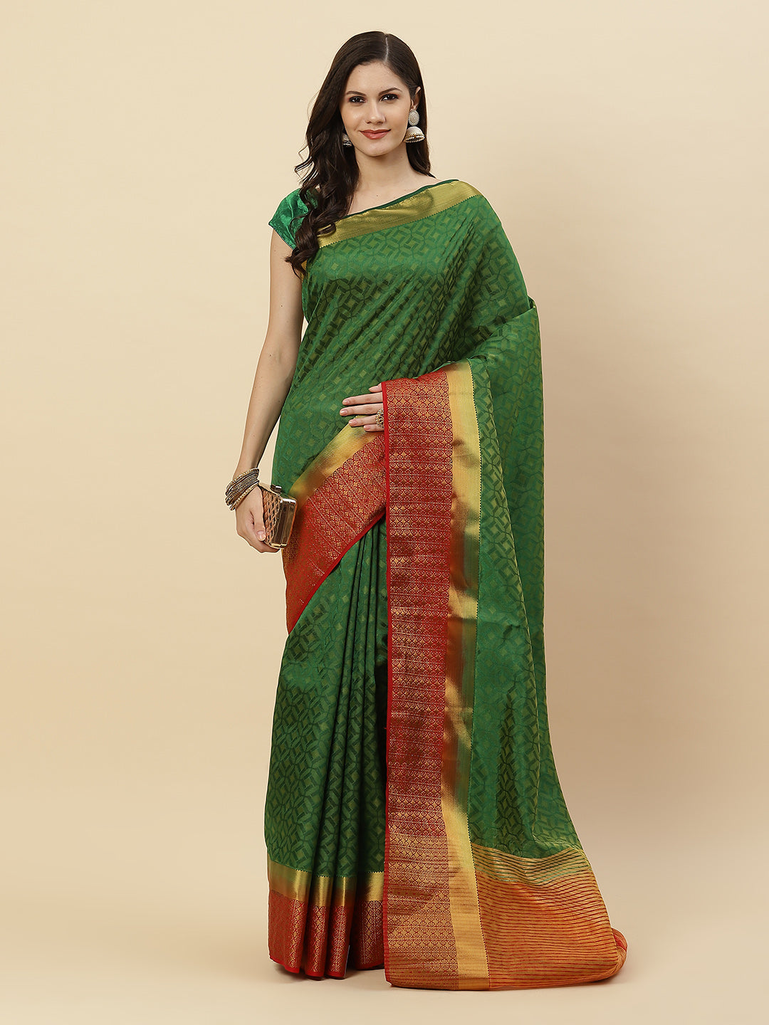 Plain Zari Border Handloom Woven Saree
