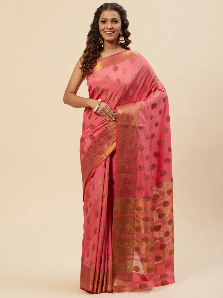 Zari Border Booti Handloom Woven Saree