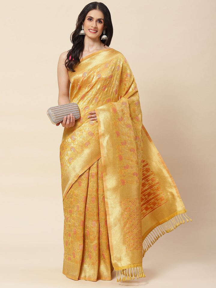 Floral Zari Jaal Woven Cotton Saree