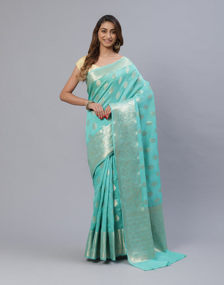 Woven Cotton Saree With Zari Border