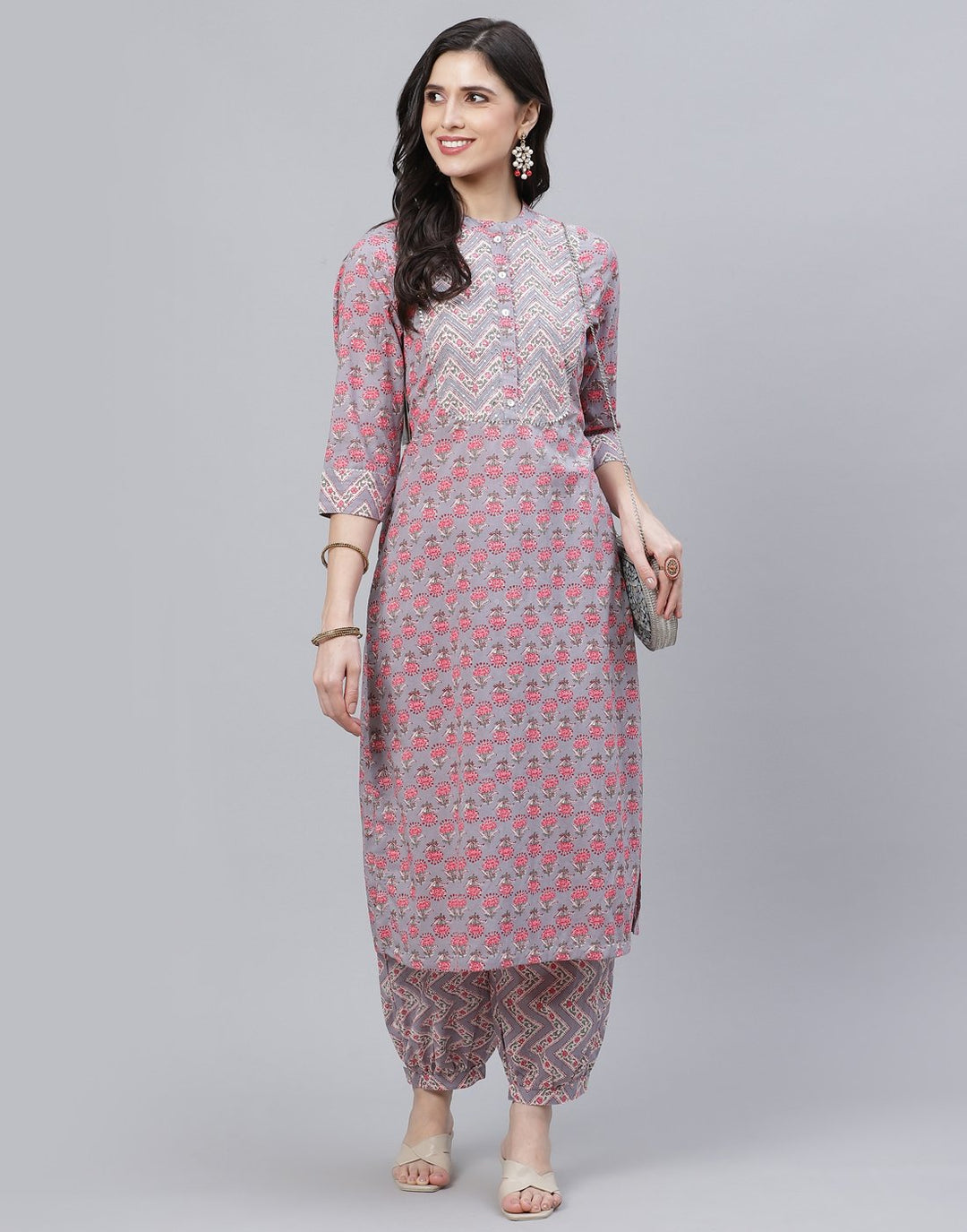 Printed Cotton Kurti with Afgani Pant