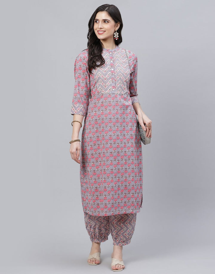 Printed Cotton Kurti with Afgani Pant