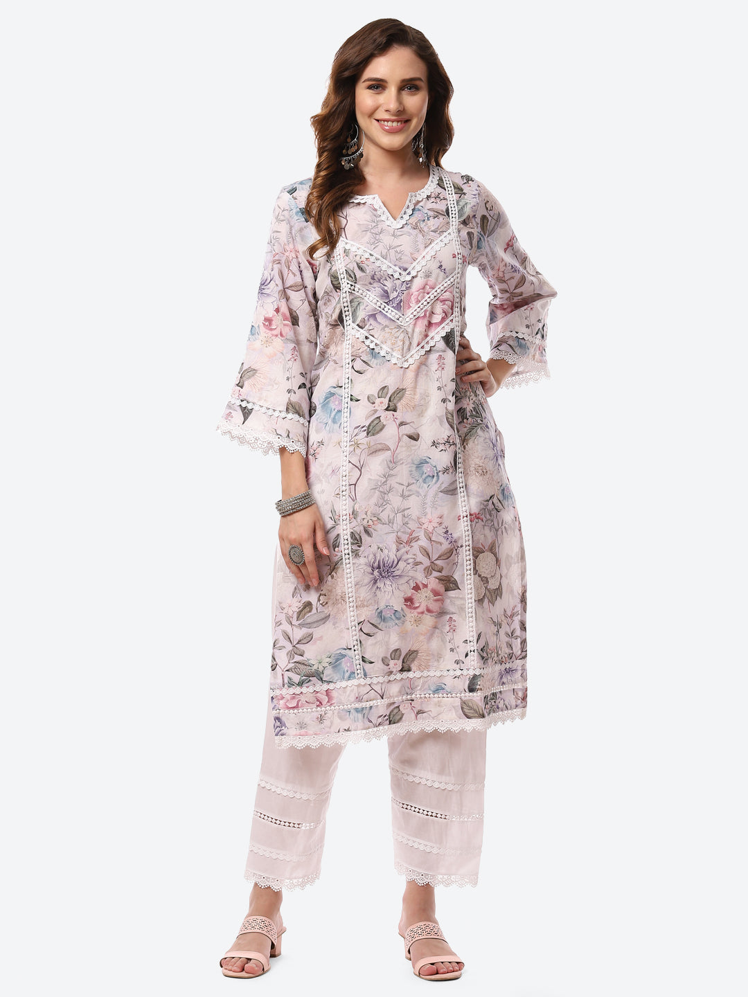 Digital Floral Printed Cotton Kurta With Pant