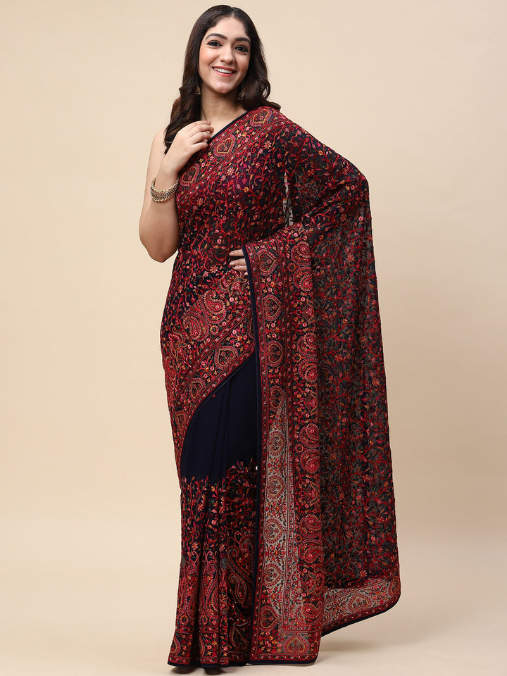 Resham Jaal Embroidered Georgette Saree