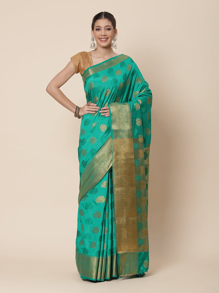 Zari Border Booti Art HAndloom Woven Saree