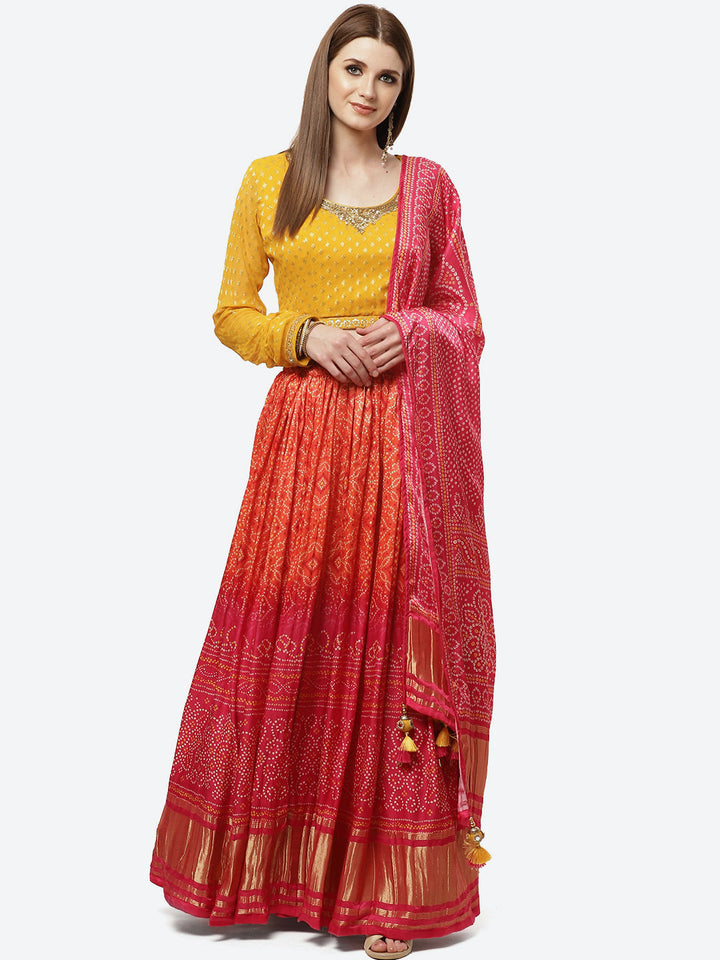 Bandhani Printed Lehenga Choli With Printed Dupatta