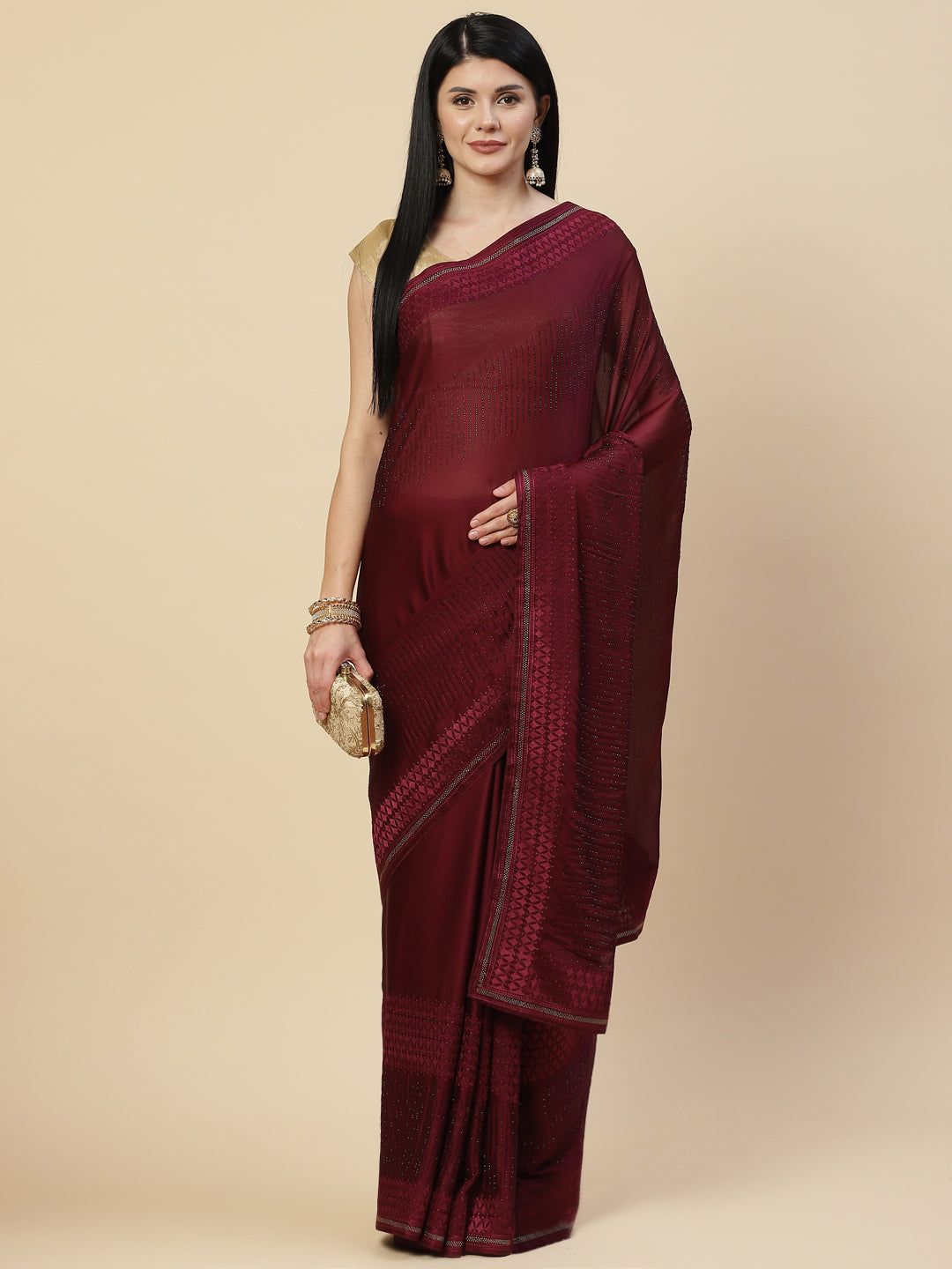 Swarovski Embroidered Chiffon Saree