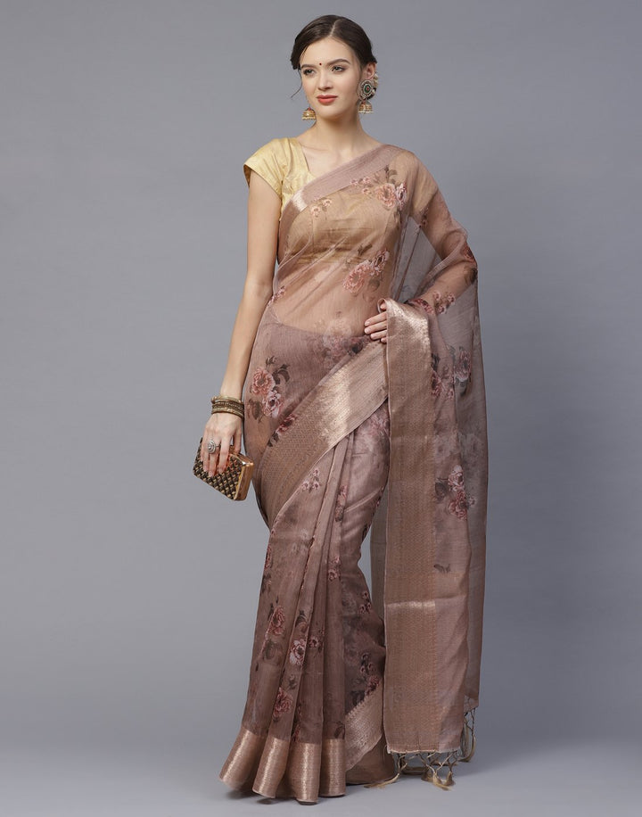 Digital Floral Printed Organza Saree