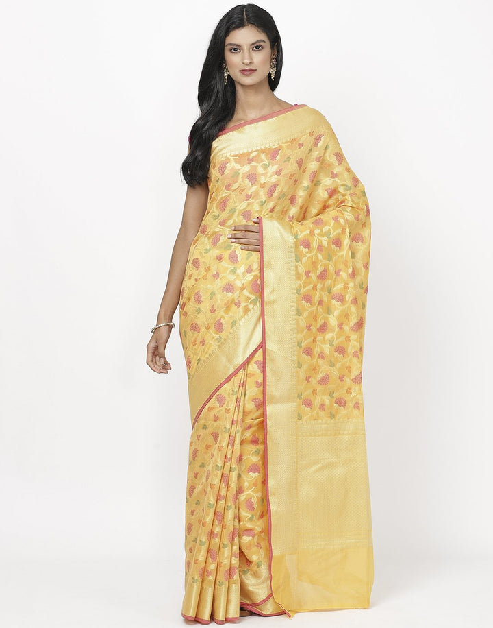 Orange Cotton Woven Saree