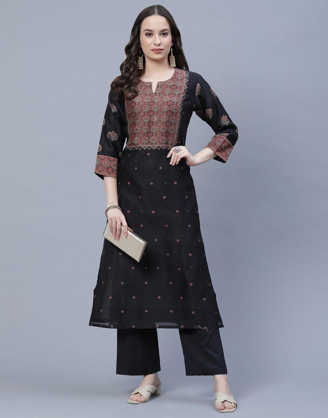 Chanderi Printed Kurti Pant Set
