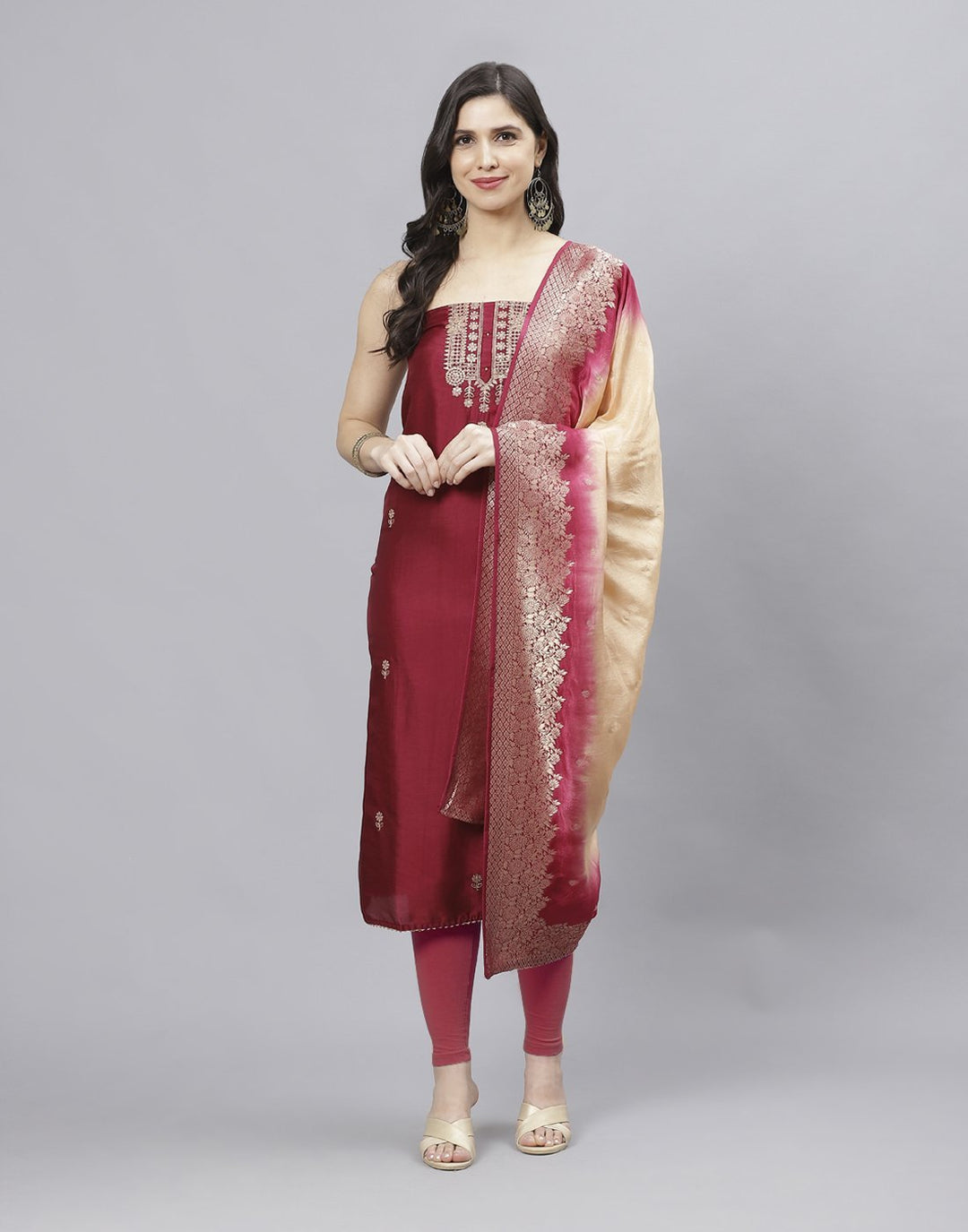 Chanderi Embroidered Suit piece