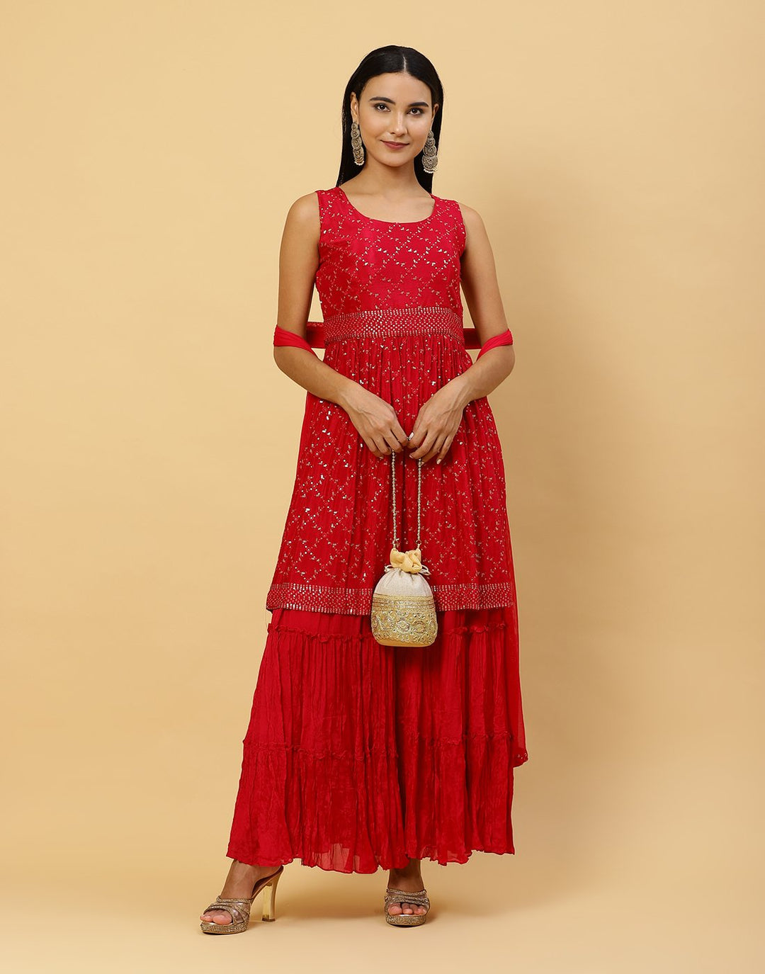 Sequence Art Crepe Salwar Kameez Stitched Suit With Georgette Dupatta