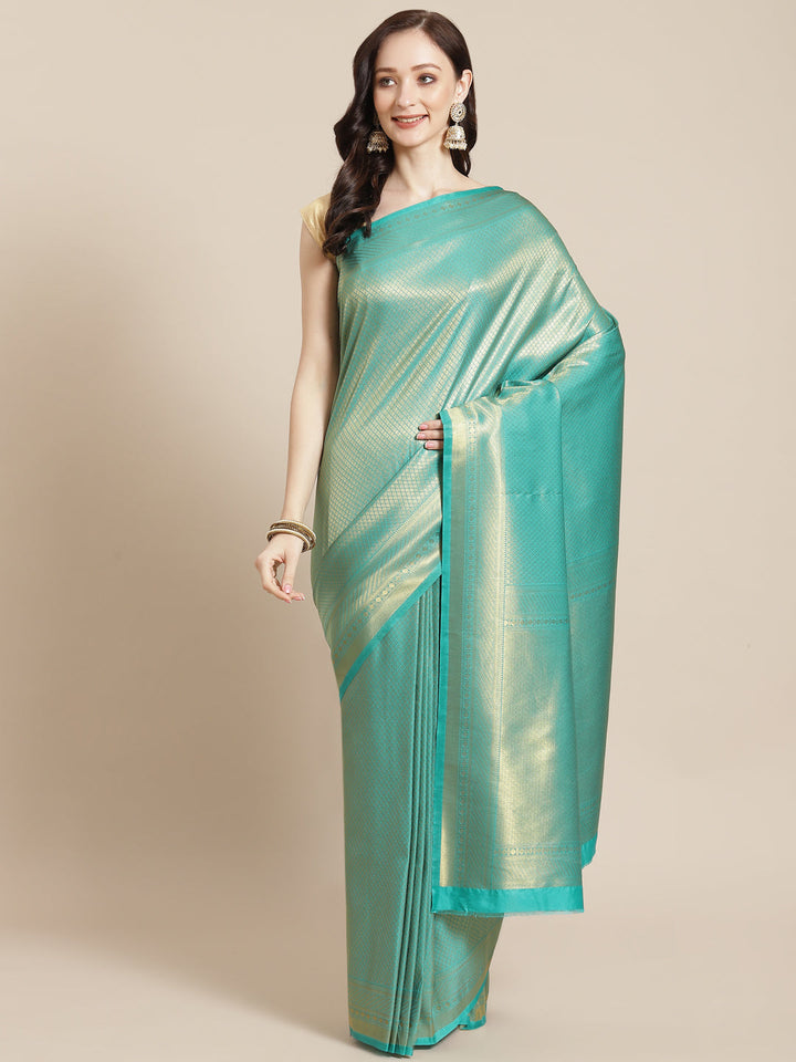 Brocade Zari Booti Art Handloom Woven Saree