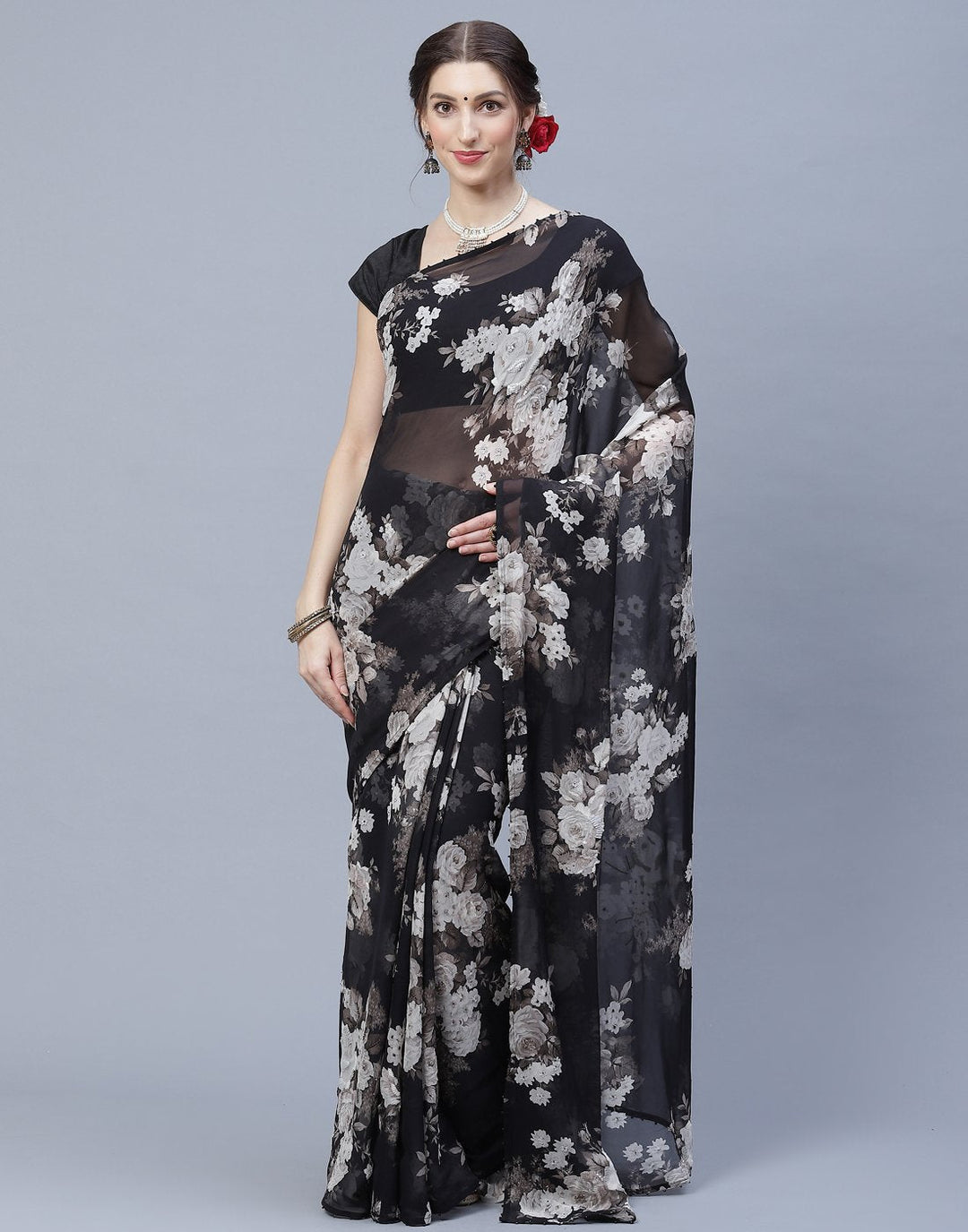 Digital Floral Printed Georgette Saree