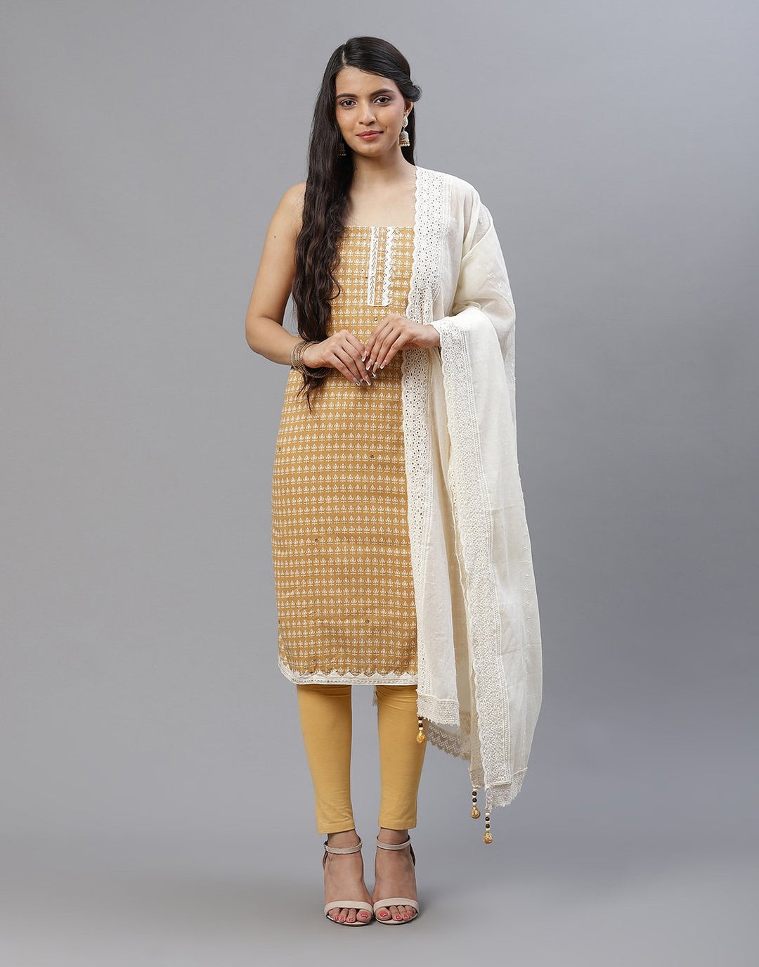 Printed Cotton Suit Piece With Dupatta