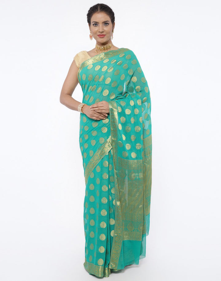 MBZ Meena Bazaar-Art Chiffon Saree with Border Booti