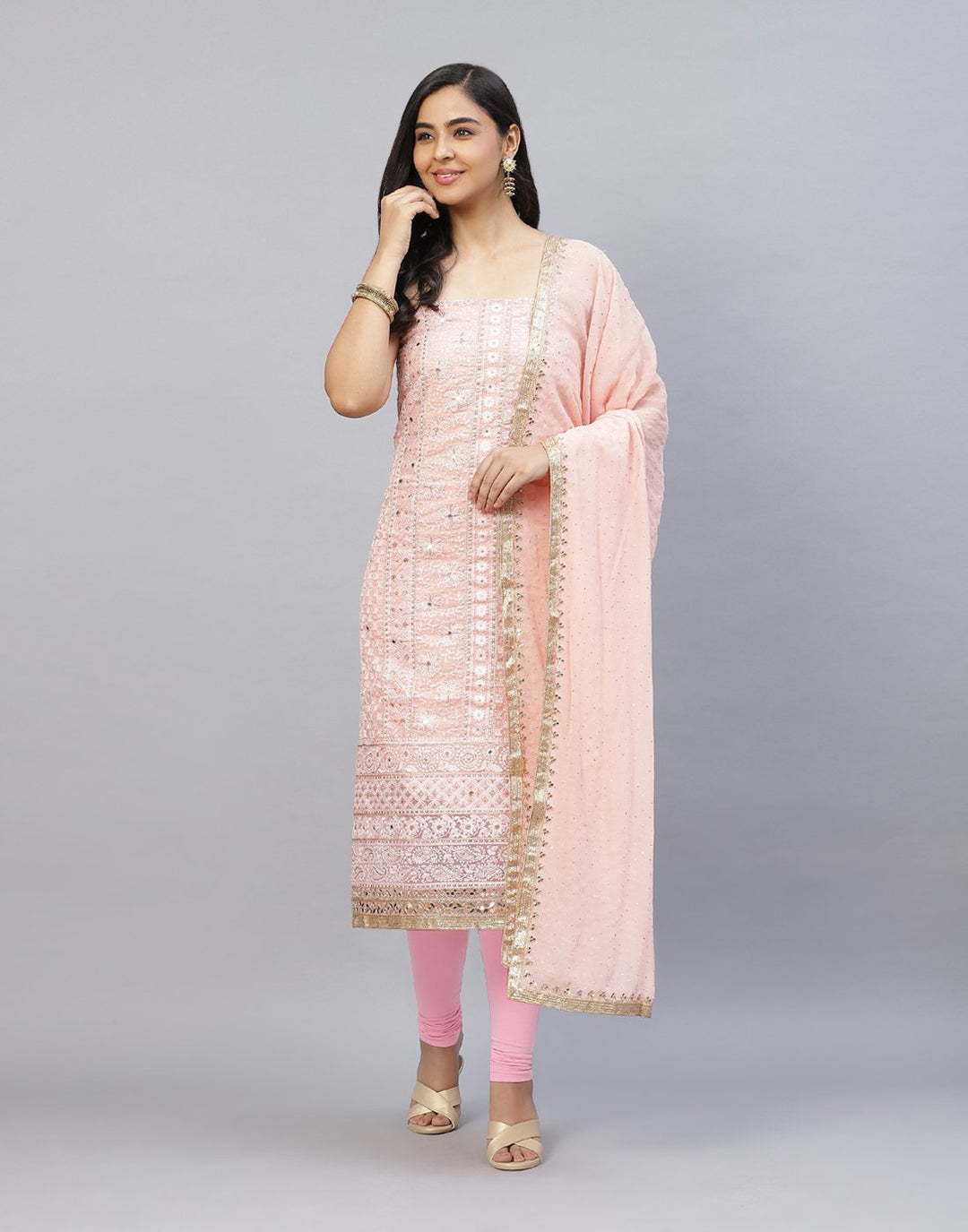Embroidered Organza Kora Suit Piece