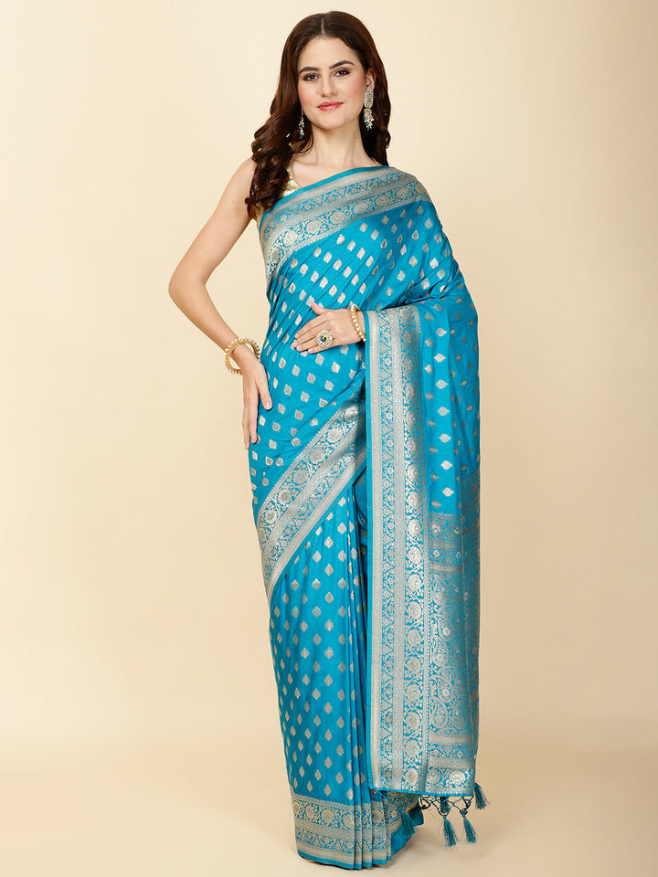 Zari Border Booti Woven Handloom Saree