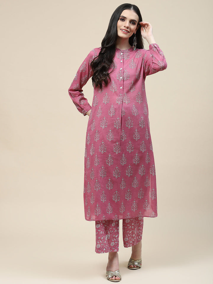 Printed Cotton Kurta With Pants