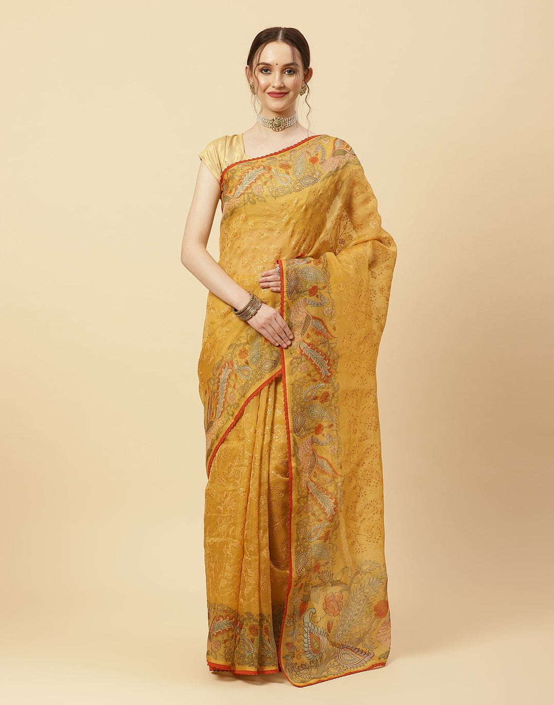 Printed Organza Kora Saree