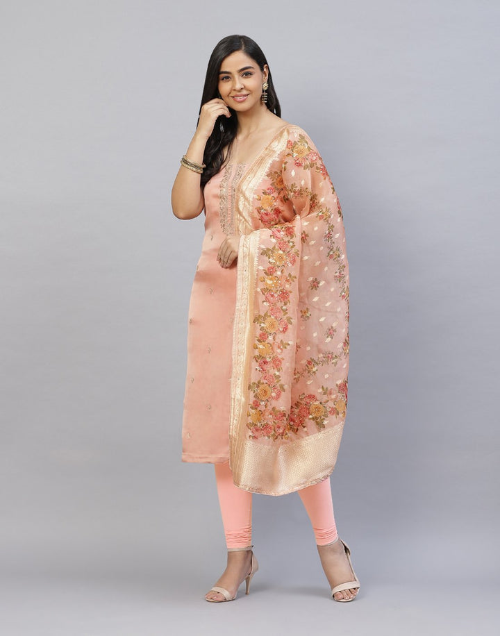 Embroidered Organza Kora Suit Piece