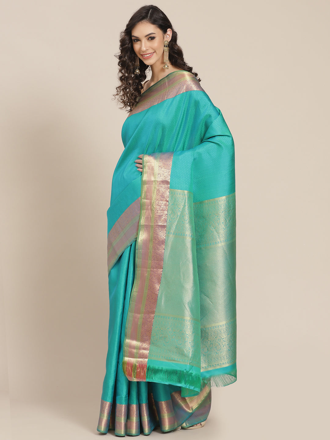 Resham Zari Border Woven Soft Silk Saree