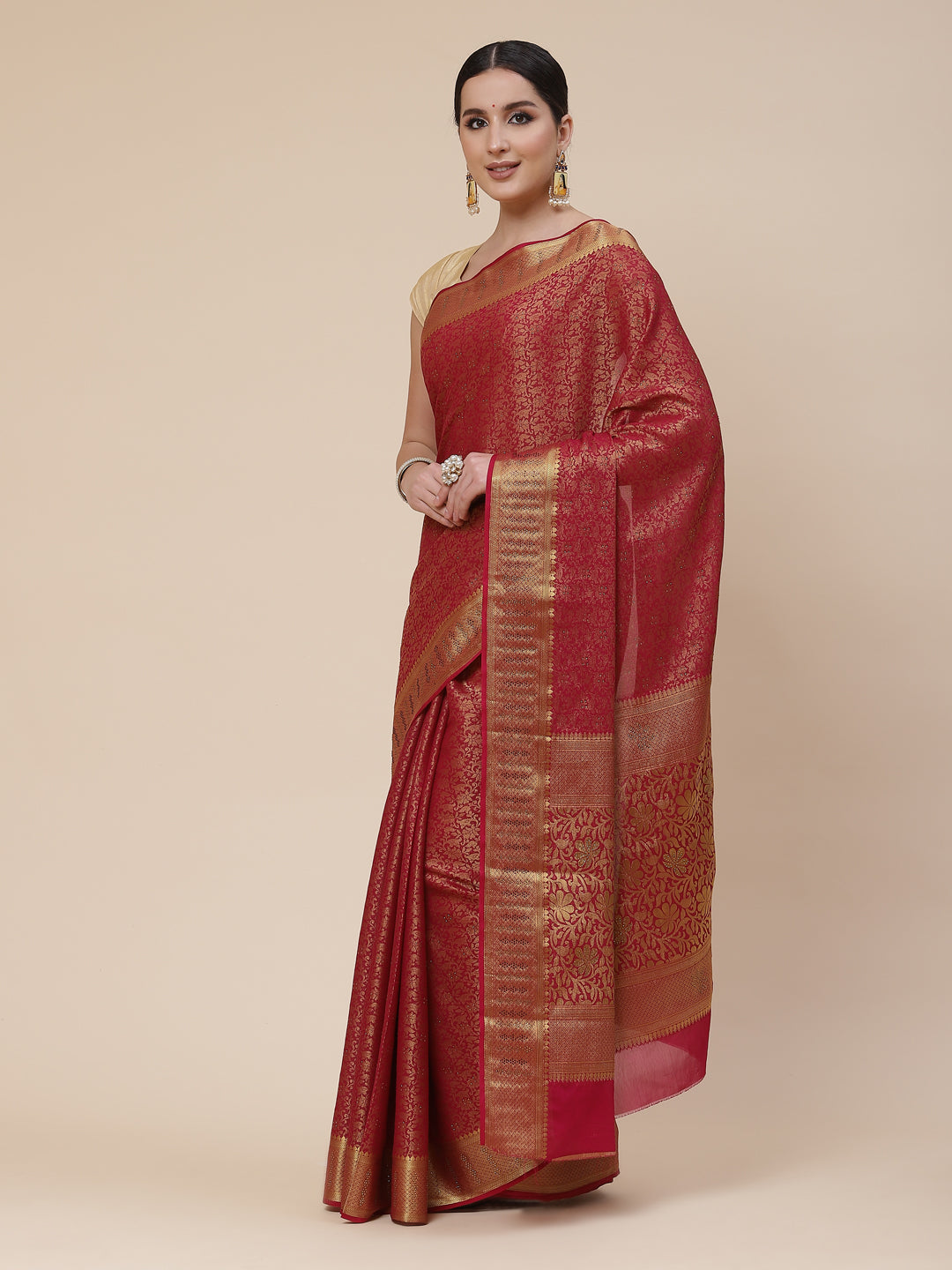 Stone Work Georgette Plain Saree
