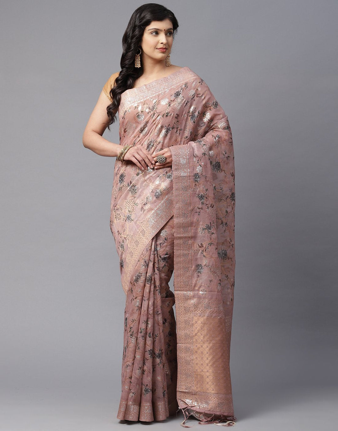 Printed Cotton Chanderi Saree