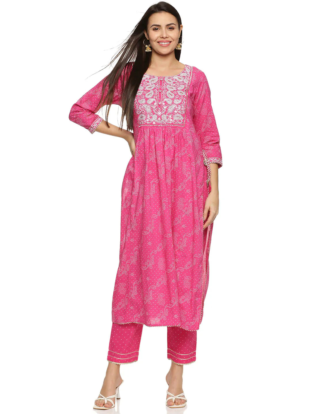 Printed Cotton Kurta With Pants