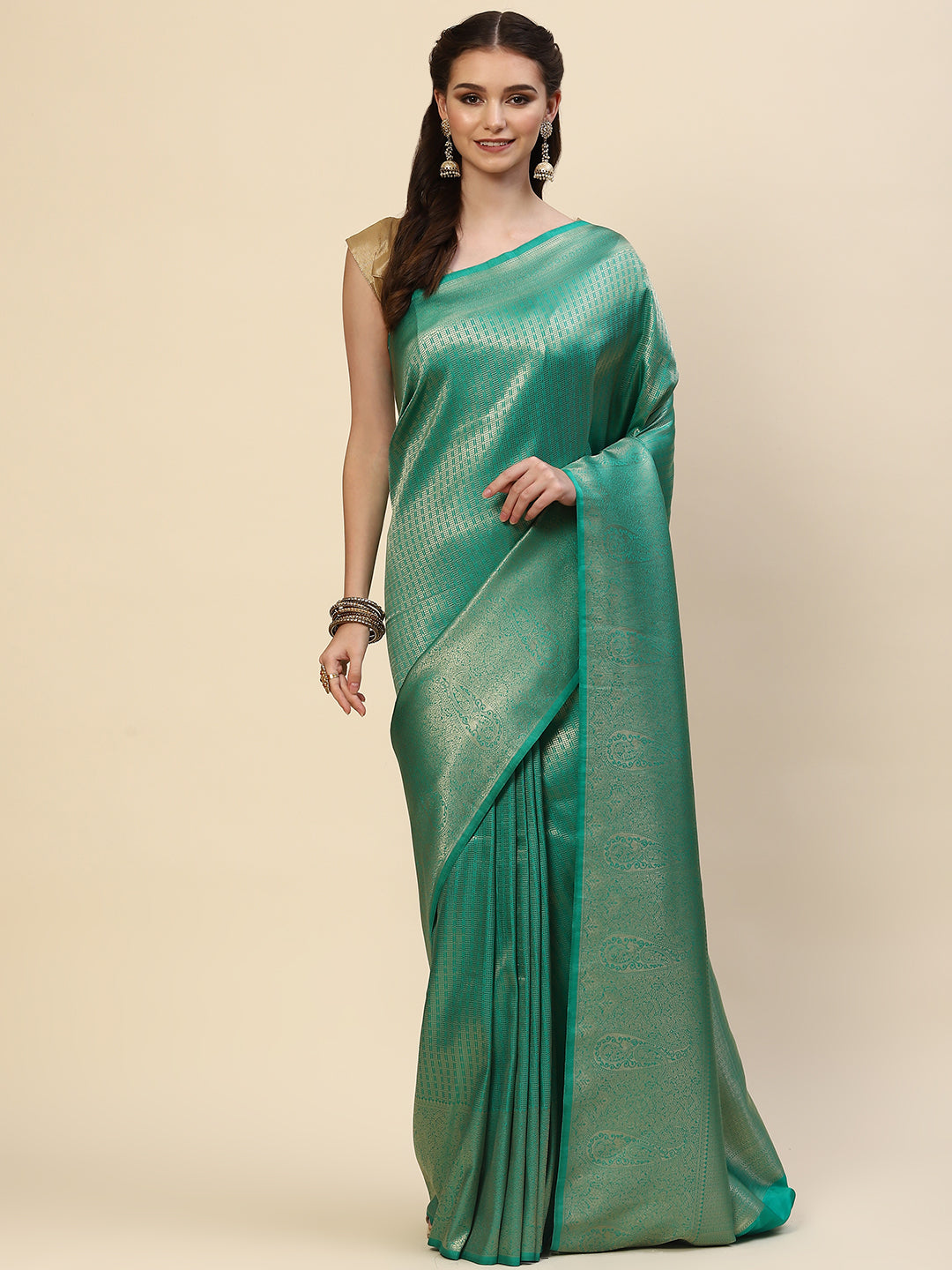 Brocade Zari Jaal Handloom Woven Saree