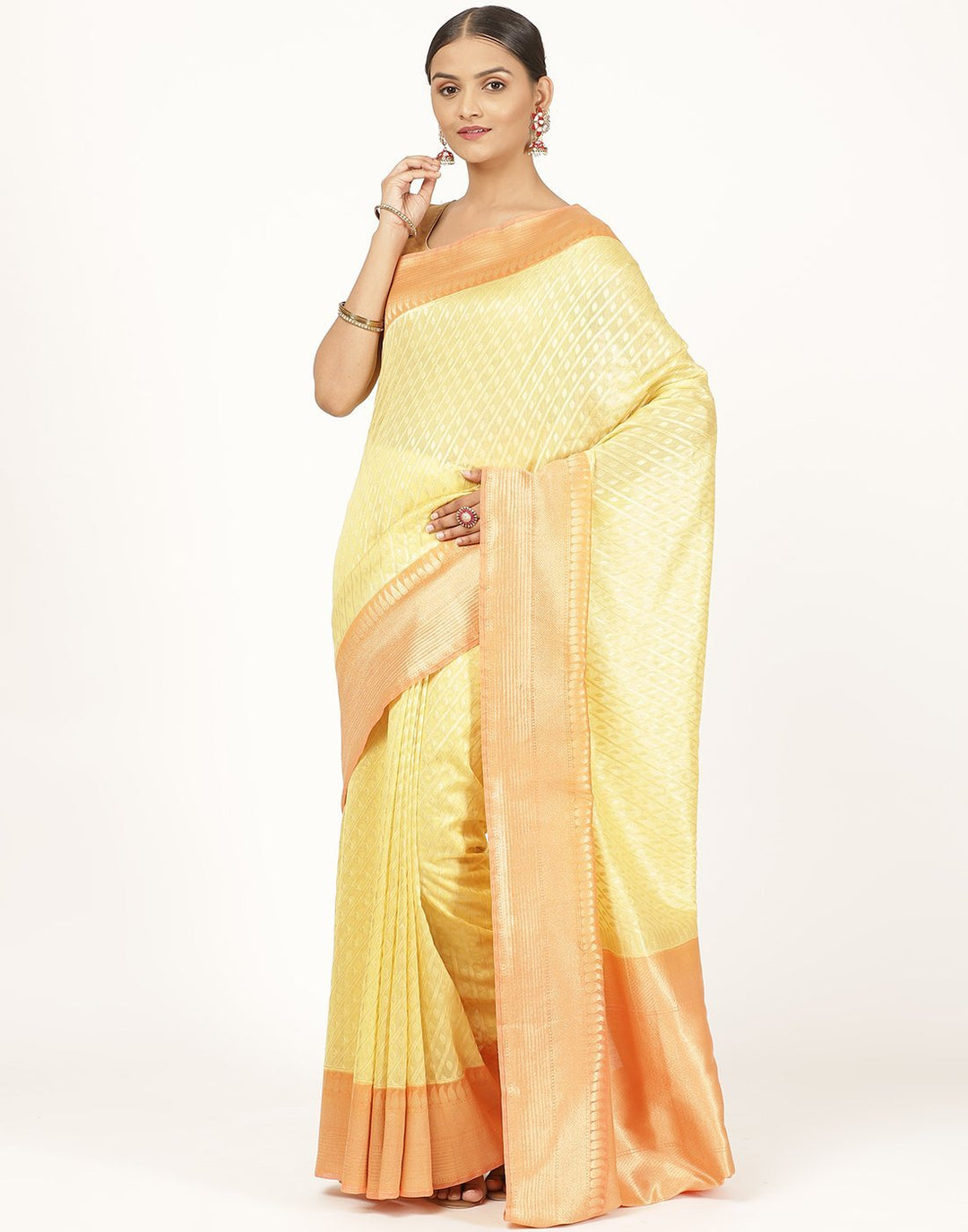 Woven Cotton saree With Zari Boder Booti