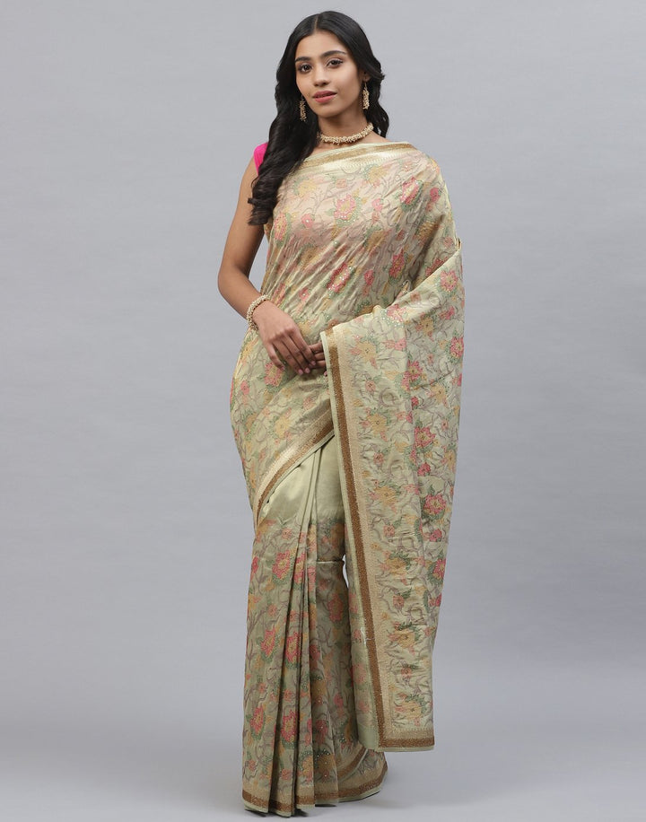 Cottton Tissue Embroidery Saree