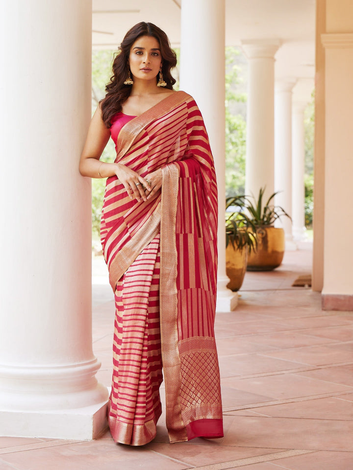 Zari Zaal Georgette Plain Saree